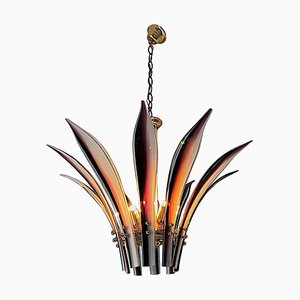 Lámpara de araña de cristal de Murano atribuida a Vistosi Palm, años 70
