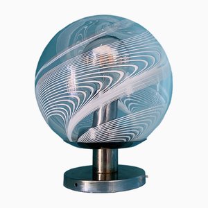 Murano Glas Swirl Tischlampe Venini zugeschrieben, 1970er