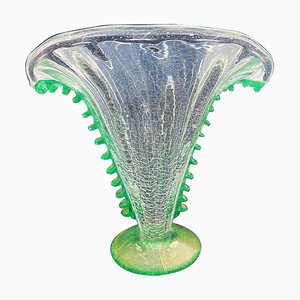 Vase in Bullicante Venetian Crystal Glass Murano from Barovier and Toso, 1930s