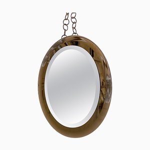 Italian Silver Oval Mirror by Cristal Arte, 1960