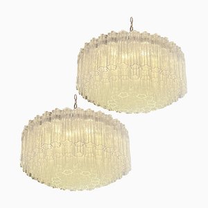 Murano Glass Tubes Chandeliers, 1980s, Set of 2