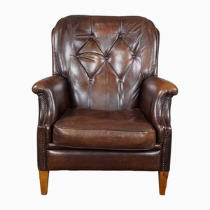 Fauteuil Vintage en Cuir Marron