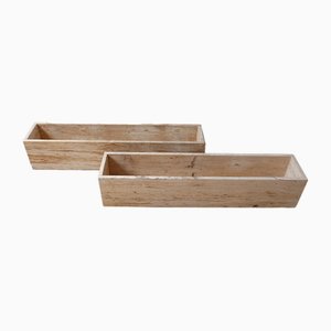 Mid-Century Travertine Planters, Belgium, Set of 2