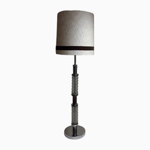Große Vintage Tischlampe aus verchromtem Metall & Glas, 1970er