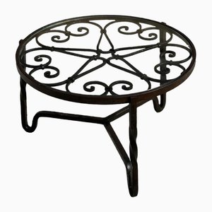 Round Wrought Iron Coffee Table, 1940s