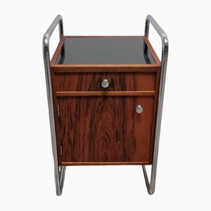 Mesita de noche Bauhaus vintage de metal cromado