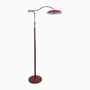 Mid-Century Italian Swing Arm Red Floor Lamp, 1960s