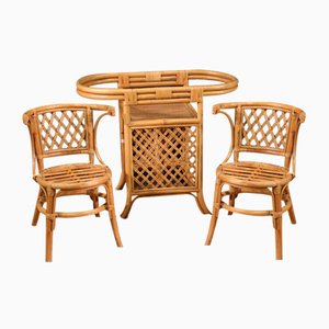 Small Living Room Set in Bamboo, 1970, Set of 3