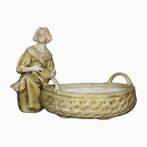 Early 20th Century Bohemia Patera Fruit Bowl with Figure of Woman, 1920s