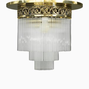 Art Deco Ceiling Lamp with Glass Sticks, Vienna, 1920s