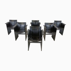 Vintage Leather Armchairs attributed to Arrben, 1970s , Set of 6