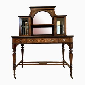 Antique Victorian Inlaid Rosewood Marquetry Writing Desk, 1890s
