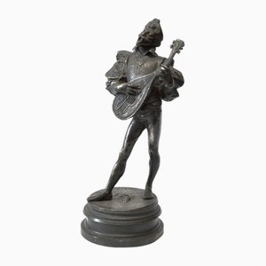 Scultura in bronzo di un cantante, XIX secolo di Louis Laloutte, Francia