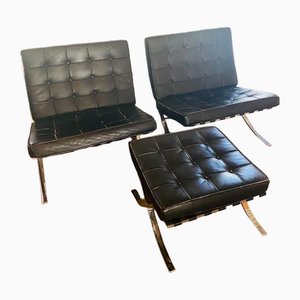 Barcelona Lounge Chair & Ottoman, Set of 3