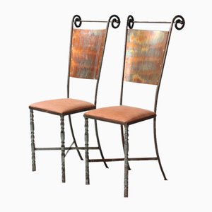 Wrought Iron Dining Chairs, Set of 8