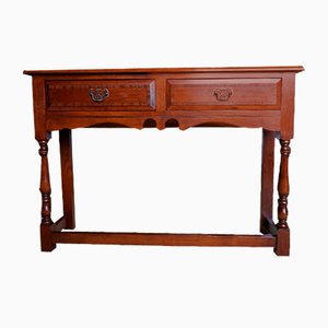 Georgian Oak Two Drawer Dresser Hallway Table, 1890s
