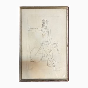 Maurice Barraud, L'acrobate au vélocipède, 1920, Dessin sur Papier