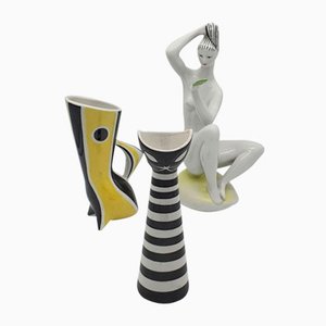 Art Deco Porcelain Figures by János Török for Zsolnay, 1940s, Set of 3