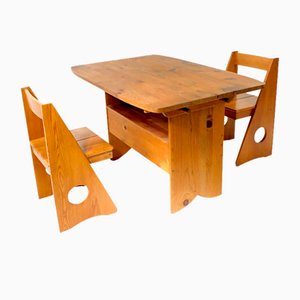 Vintage Scandinavian Larch Wood Table, 1960s