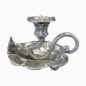 Portacandela Art Nouveau in argento sterling di Wilhelm Binder, fine XIX secolo