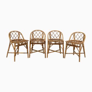 Rattan Chairs, France, 1960s, Set of 4