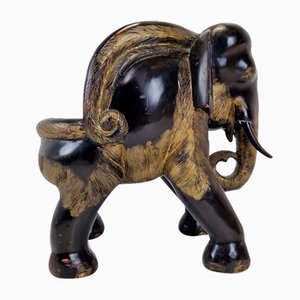 Silla Elephant asiática de madera, década de 1900