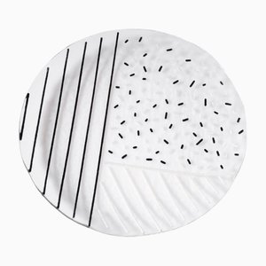 Bullseye Glass Plate by Hilla Shamia with Black Stripes & Spots Pattern