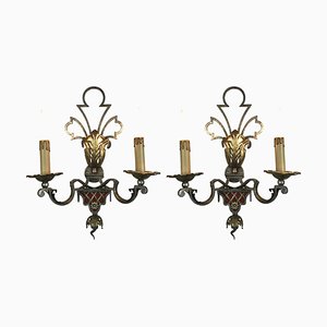 Silver and Gilt Iron Sconces from Banci, 1980s, Set of 2