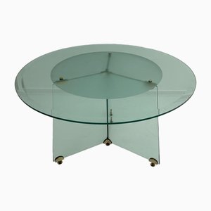 Circular Brass, Glass & Frosted Glass Dining Table in the style of Leon Rosen for Pace Collection, 1970s