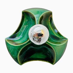 German Green Glazed Ceramic Fat Lava Sconce from Hustadt Leuchten, 1970s