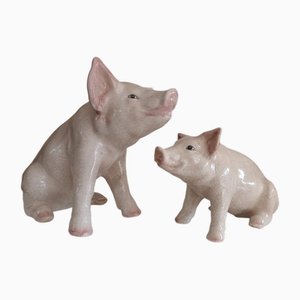Vintage Butchers Pigs in Ceramic, 1940, Set of 2