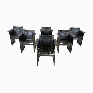 Vintage Leather Armchairs attributed to Arrben Italy, 1970s, Set of 6