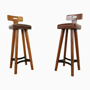 Vintage Brutalist Bar Stools, 1960s, Set of 2