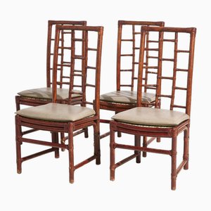 Esszimmerstühle aus Bambus, 1970er, 4er Set