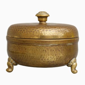 Art Deco Lidded Box of Hammered Brass, 1910s