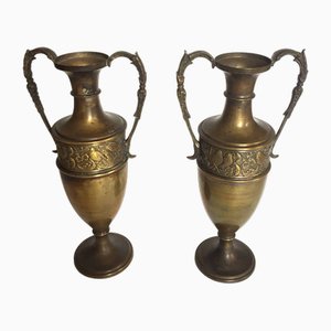 Antique Amphorae in Brass, Set of 2