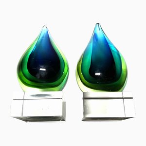Vintage Bookends in Glass, Set of 2