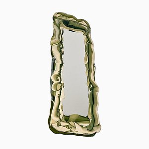 Modern Italian Green and White Resin Mirror by Gaetano Pesce Fish Design, 1980s