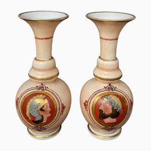 19th Century Opaline Vases with Gilding, Set of 2