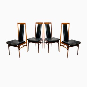 Scandinavian Dining Chairs in Wood and Synthetic Leather, 1960s, Set of 6
