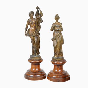 Figure of Women, 19th Century, Bronzes, Set of 2