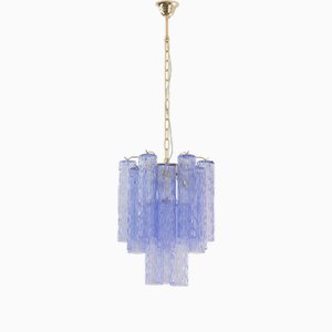 Chandelier with Murano Glass Cylinders in Blue-Purple Color, 1990s