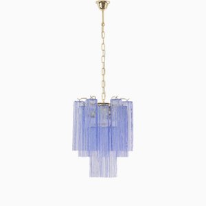 Chandelier with Murano Glass Cylinders in Blue-Purple Color, Italy, 1990s