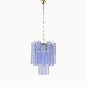 Lustre avec Cylindres en Verre de Murano Bleu-Violet, Italie, 1990s