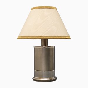 Table Lamp in Chromed Metal and Brushed Metal, 1970s