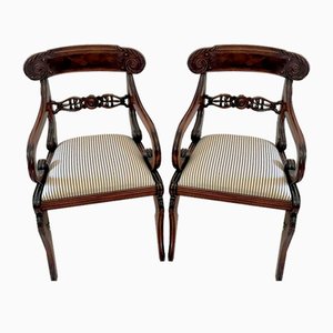 Regency Carved Mahogany Dining Chairs, 1830s, Set of 10