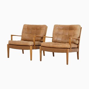 Mid-Century Swedish Lounge Chairs Löven attributed to Arne Norell, 1960s, Set of 2