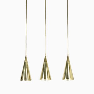 Lampade da soffitto vintage in ottone di Birger Dahl, anni '50, set di 3