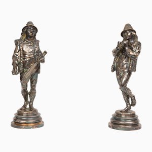 Lalouette, Napoleon III Sculptures, Silver Bronze, 1800s, Set of 2