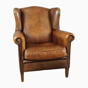 Fauteuil Vintage en Cuir Marron